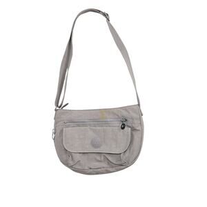 Kipling light grey nylon crossbody bag purse